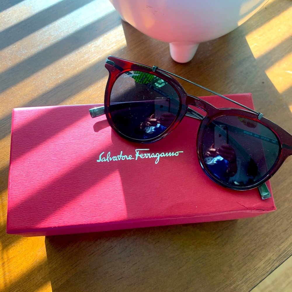 Deep Red Salvatore Ferragamo Sunglasses